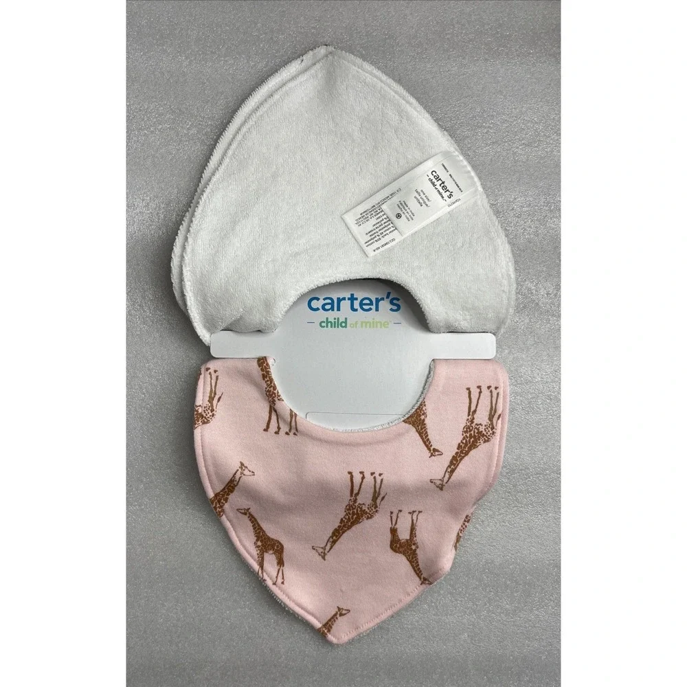 Carter's Child of Mine Baby Bandana Bibs Cheetah Giraffe 3-Pack Snap Closure NEW